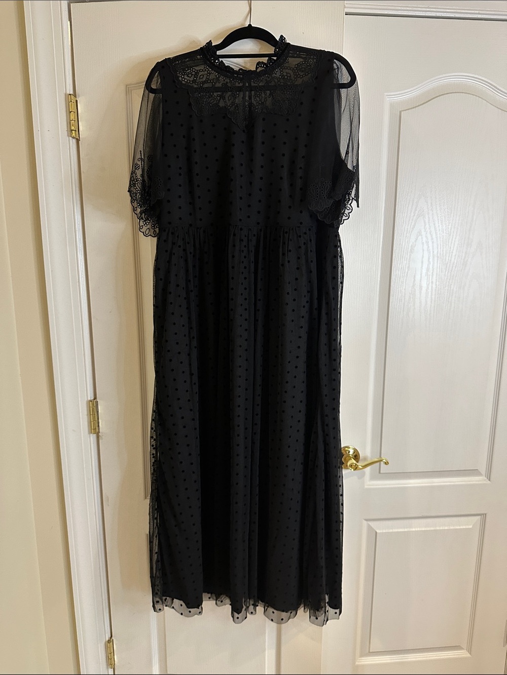 Boden Black Sheer Dot Maxi Dress